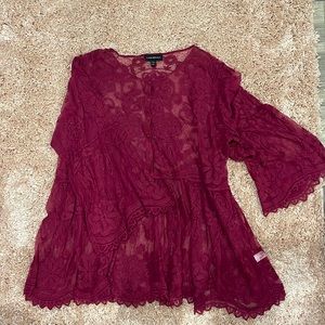 Maroon Lace Lane Bryant Top Size 26/28